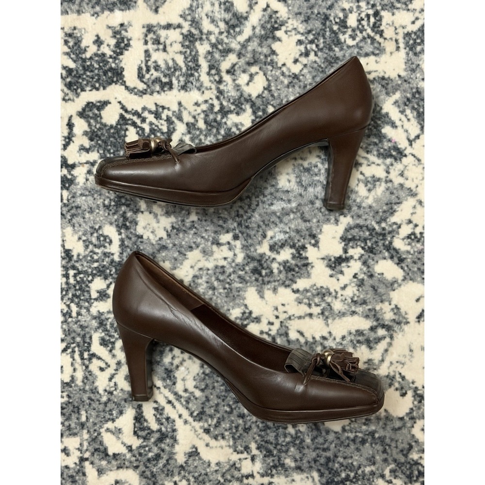 Salvatore Ferragamo Gancini Pumps 7 Brown Excellent Condition! Worn 1X - Picture 10 of 10